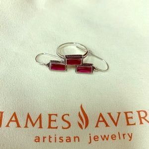 Palais Rouge Doublet Ruby Ring and Ear Hooks